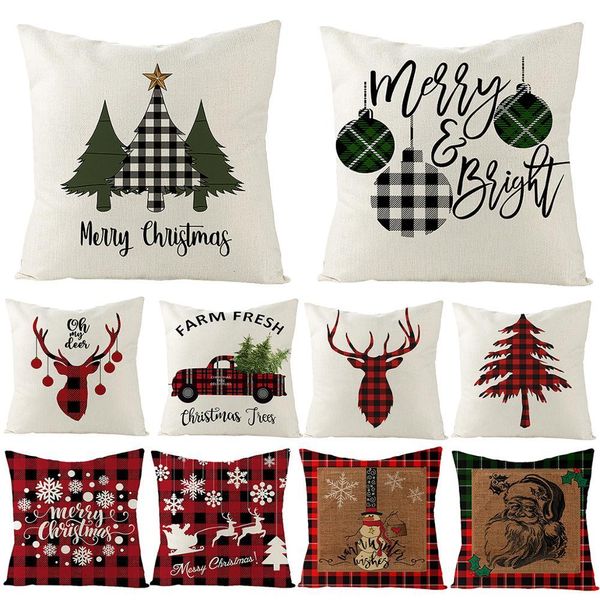 

45x45cm elk cushion cotton linen sofa pillowcase christmas home decoration printed decorative pillows cover
