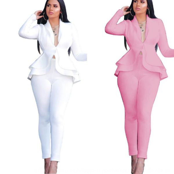 

cm610 2019 fashion flounced air layer solid color business wear uniform casual fashion women's clothing flounce women's clothing w, Gray