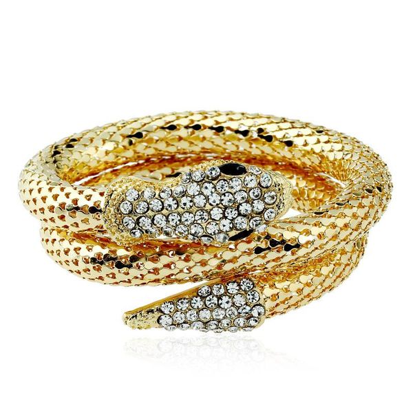 

link, chain chic egypt cleopatra swirl snake arm cuff armlet armband open bangle bracelet, Black