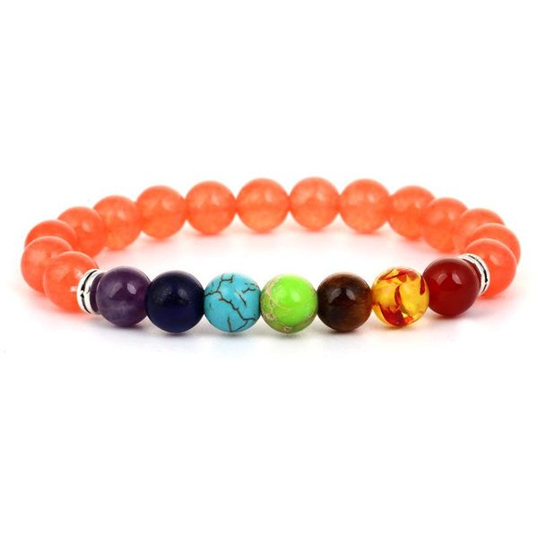 

7 chakra healing 8mm natural stone bracelet crystal yoga elastic beaded bracelet jewelry gift, Black