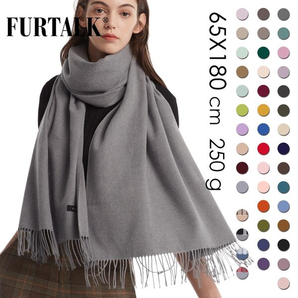 

furtalk cashmere women winter scarf shawl pashmina shawl wraps soft warm blanket scarves for women ad012 y200103, Blue;gray