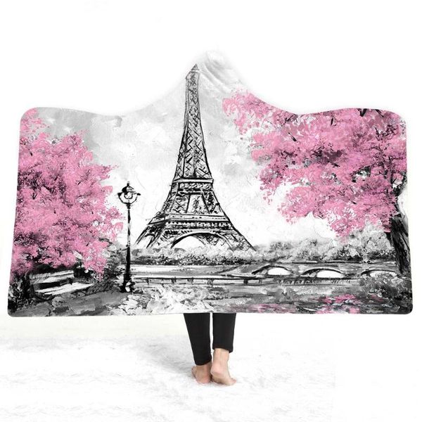 

blankets christmas gift paris london rome iconic scenery spots hooded blanket adults kids warm fleece travel sofa throw