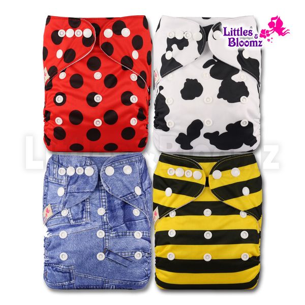 

littles&bloomz] 4pcs/set baby  reusable cloth nappy cover wrap to use with flat or fitted nappy diaper 201117