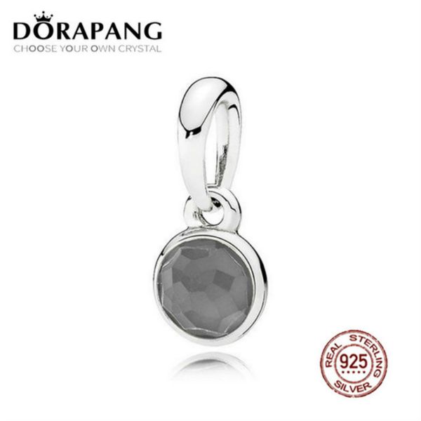 

2021 new 100% 925 sterling silver june droplet pendant grey moonstone pendant charms bead for mother gift bracelet diy, Black