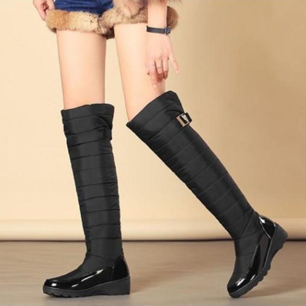 

plus size 9 warm women knee high winter shoes thicken snow boots, Black