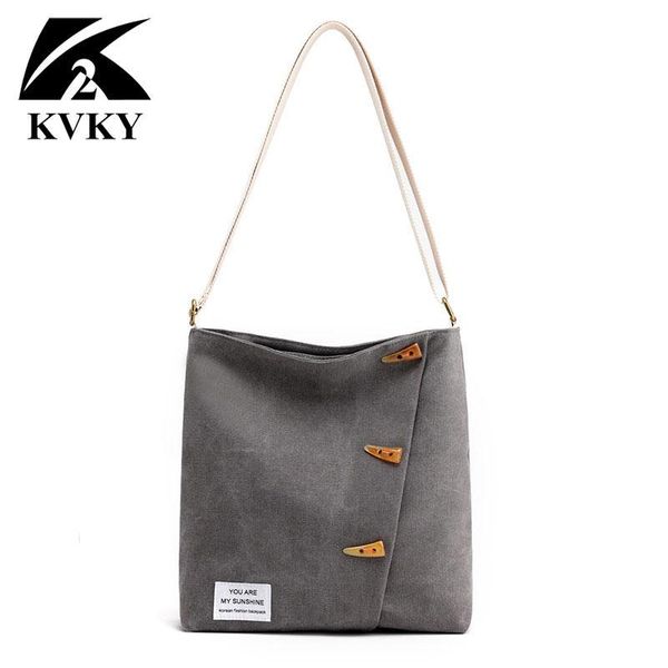 

kvky brand new canvas crossbody shopping bags canvas handbags retro women bags buckle literary style college wind shoulder bag