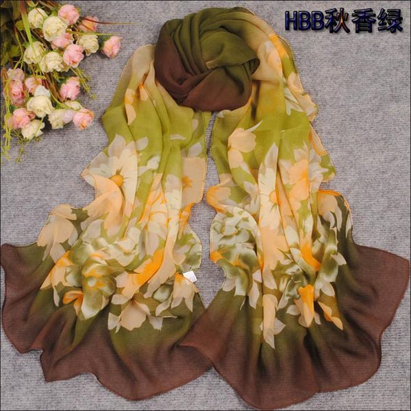 

scarves 2021 long soft ladies floral print chiffon shawl and for women, Blue;gray