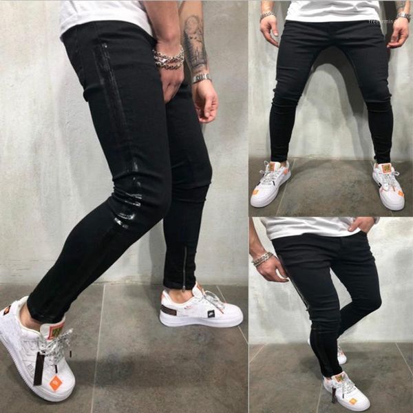 

men's jeans mens embroidery print 2021 brand black pencil pants trousers casual slim fit denim men hip hop denims 3xl1, Blue