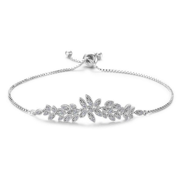 

charm bracelets trendy zirconia crystal silver color plant leaf adjustable bracelet jewelry for women wedding party gifts s-l00, Golden;silver