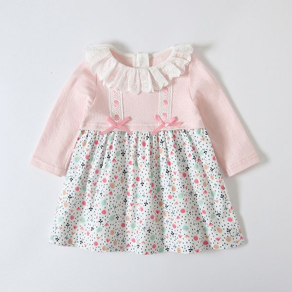 

2021 new clothes autumn japanese style flowers print girls for party birthday kids princess with bow 0-3y t4gs, Red;yellow