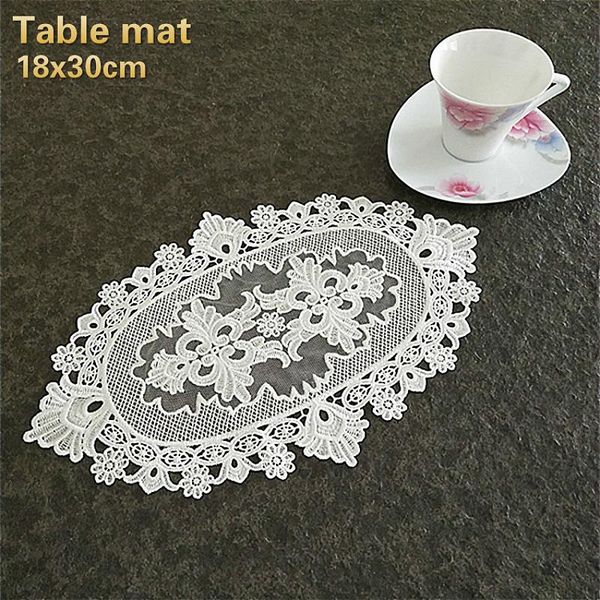 

french romantic lace embroidery oval table mat plate cup cushion home restaurant l placemat banquet party decoration