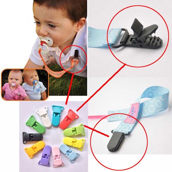 

10pcs colored plastic suspender soother pacifier holder dummy clips for baby new