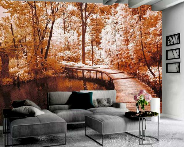 3D Papel de Parede Fantasia Outono Paisagem A óleo Pintura 3D papel de parede personalizado 3d Foto de Parede Decoração