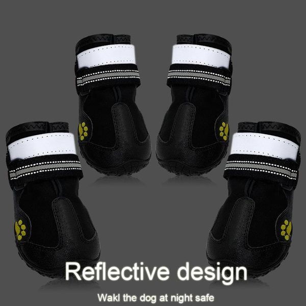 

4pcs/set pet dog shoes reflective waterproof dog boots warm snow rain pets booties anti-slip socks footwear for medium l bbyogf