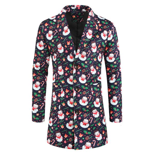 

New Men's Christmas 3d Mid-long Long Sleeve Spring Autumn Jacket Xvlg, Black