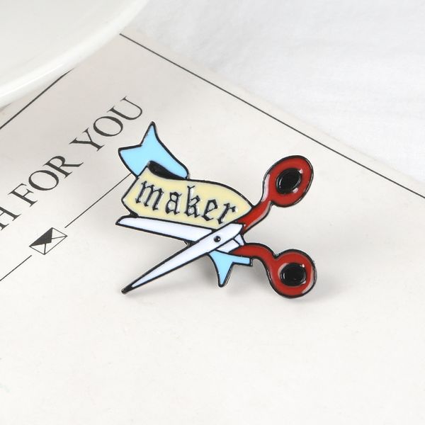 

maker scissors brooches craft accessories knitters badges sewist embroidery, Gray