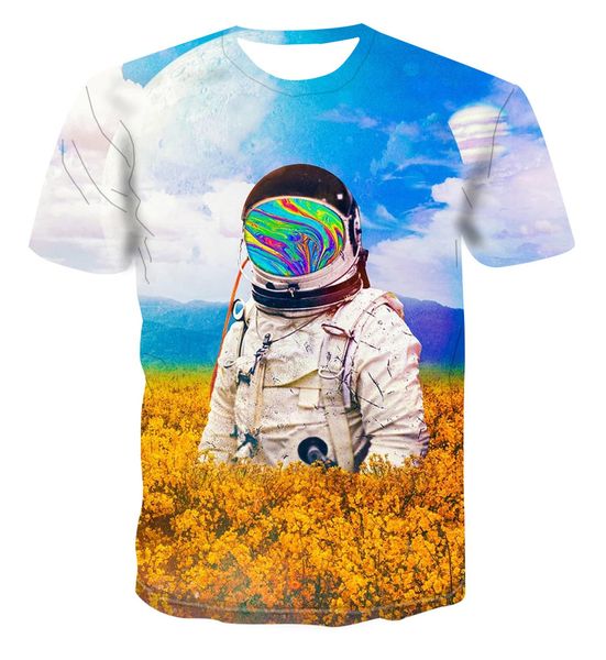 

popular astronaut landscape creative design and summer color cool versatile 3d print shirts oversized kawaii hentai men clothing