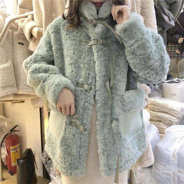 

women's fur & faux 2021 genuine wool soft winter button stand collar jackets real shearing sheep coats patch pocket, Black