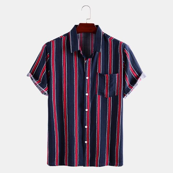 

2020 summer fashion mens button shirt slim fit short sleeve stripe shirt men clothing trend men casual hawaiian shirts plus size1, White;black