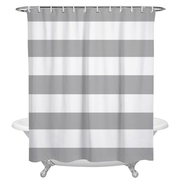 

shower curtains gray white stripe curtain decorative waterproof polyester fabric bathroom with hooks home bath decor