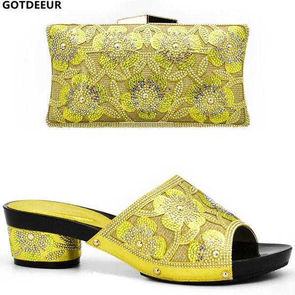 

latest yellow color african matching shoes and bags italian in women matching italian shoe and bag set decorated with rhinestone, Black