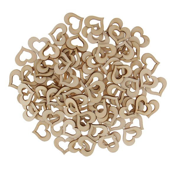 

shabby chic hollow mdf cutouts wood heart shapes crafts, plain, 100 pack, wooden embellishments for birthday wedding bridal baby shower