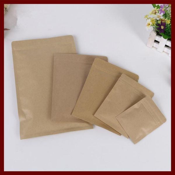 

15*24 50pcs brown self kraft paper bags flat version for gifts sweets and candy jewelry retail package paper