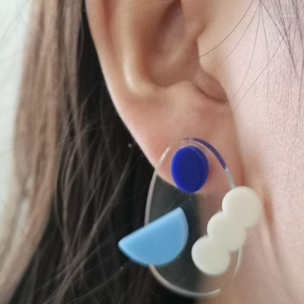 

stud creative women earrings set acrylic color water drop transparent asymmetric earring fashion wedding party jewelry1, Golden;silver