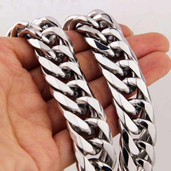 

cub stainls steel chain link for men and women, sier, cuban gold, 9 11 13 16 19 / 21mm, 7