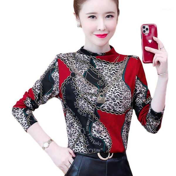 

vogue diamonds women blouses long sleeve stand collar vintage print blouse women shirts casual plus size blusas mujer1, White