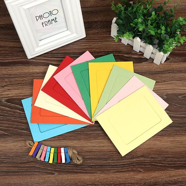 

frames 10 pcs combination colorful paper po frame with clips diy kraft picture wall 2m rope home craft