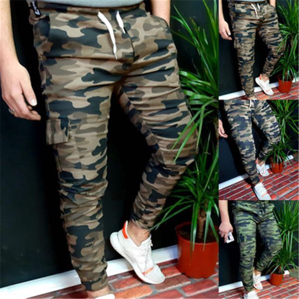 

mens camouflage tooling sweatpants fashion trend sports gym pencil pants designer male new drawstring casual straight slim trousers, Black