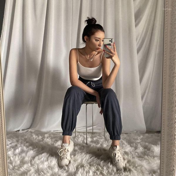 

style 2020 autumn and winter women's clothing new trendy solid color high waist thickened casual sweatshirt pants leggings1, Black;white