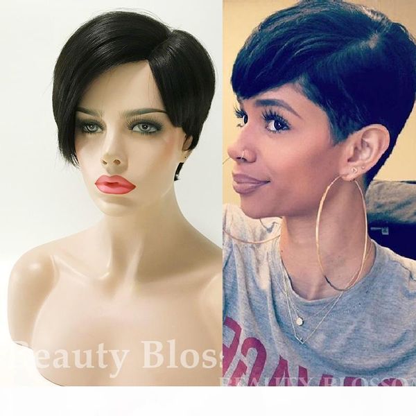 

short u part little lace front human hair wigs brazilian remy hair bob wig with pre plucked hairline bleached knots ing, Black;brown