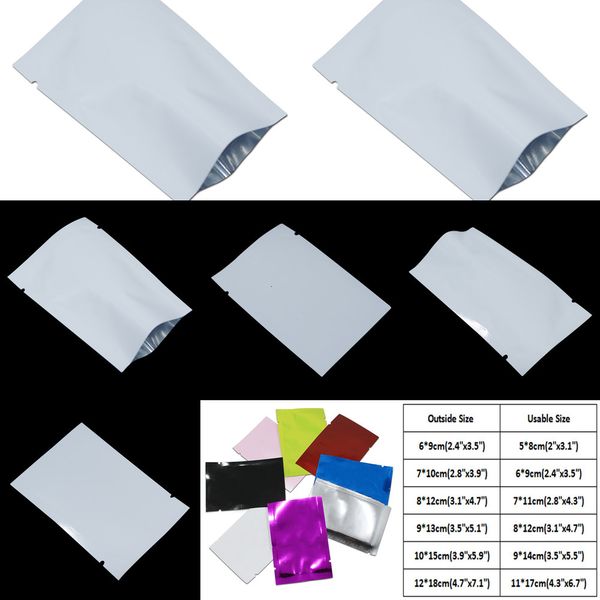 

mylar pack 12x18 cm bags white sample open sealable aluminum foil vacuum food grade heat sealing packing poucheswg3v