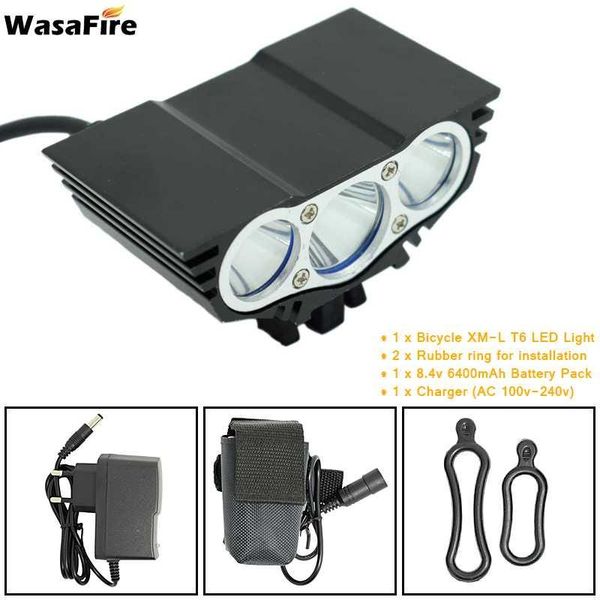 

bike lights wasafire light frontlight headlight 3* xm-l t6 led 3 modes bicycle lamp 9600ma rechargeable battery charger cycling lamps