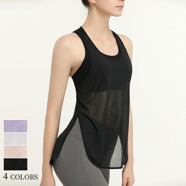 

running jerseys 4 color sports vest women's outer wear long fitness clothes sleeveless quick drying t shirt loose yoga, Black;blue