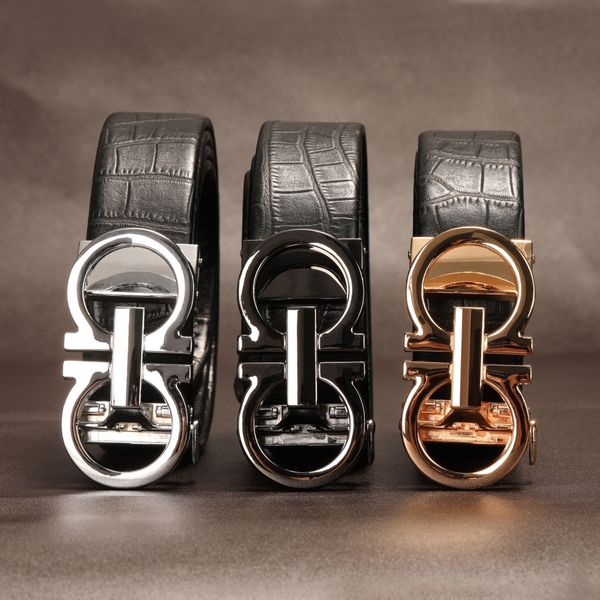 

3cpkt men's automatic real business business leisure new men's leather automatic akhmd leather belt youth youth leisure belt new r, Black;brown