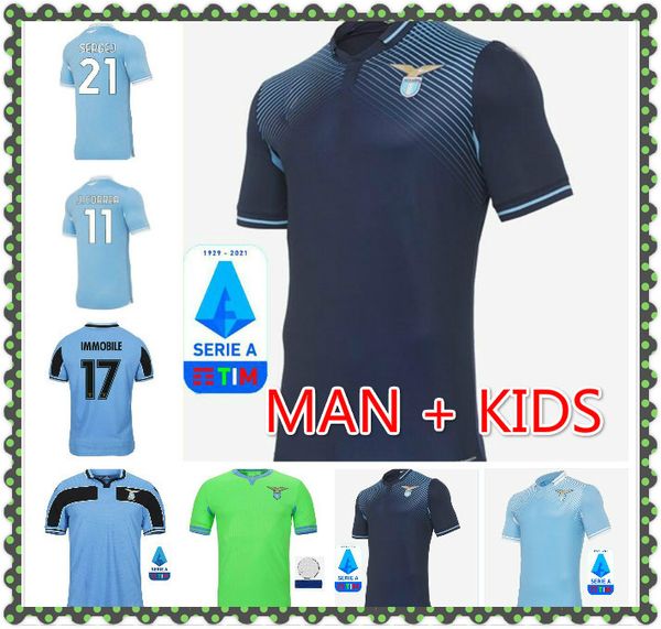 

man kids kit 20 21 lazio soccer jersey 2020 2021 ss lazio football shirt luis alberto camiseta de fútbol immobile sergej jerseys, Black;yellow