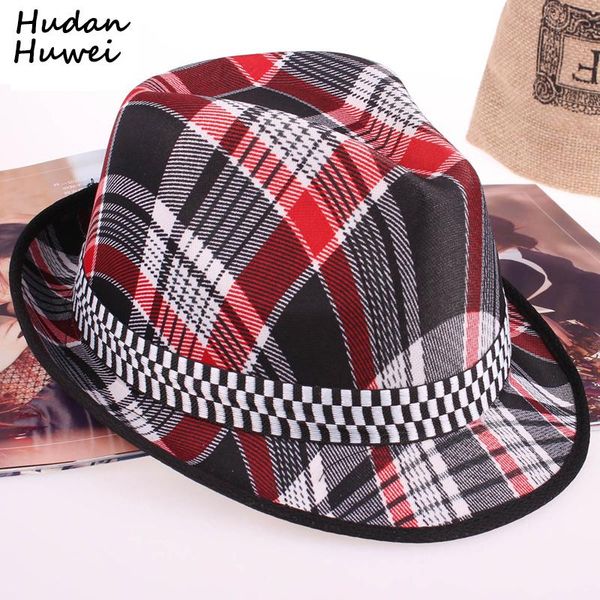 

wide brim hats plaid men women jazz cap hat spring summer fast dry panama fedora outdoor waterproof beach sunhat for adults gh-529, Blue;gray