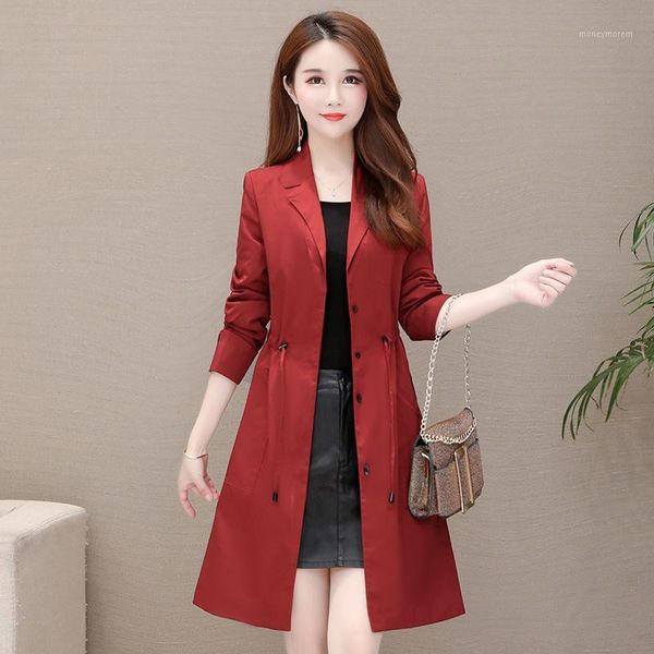 

women's trench coats outerwear women's 2021 spring korean version slim fit and splicing medium long large temperament trend1, Tan;black