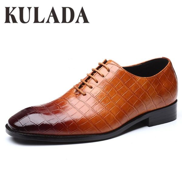 

kulada shoes men's business classic patent leather shoes men oxford luxury fashion formal man dress, Black