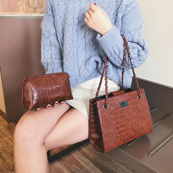 

small bag women's 2020 spring new style chain shoulder square sling bag stone pattern shoulder different size bags