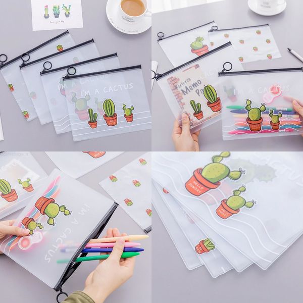 

female travel make up bags beauty toiletry makeup organizer large capacity transparent pens women cactus plastic pencil bag