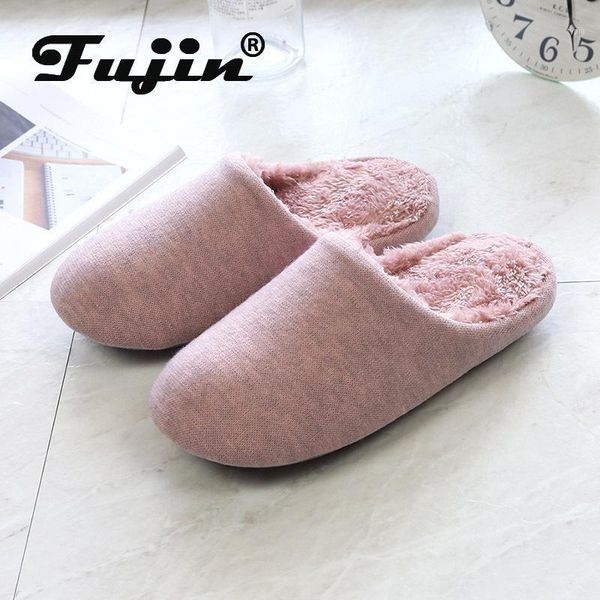 

slippers fujin winter women home comfortable warm shoes woman slip on flats slides female faux fur slippers1, Black