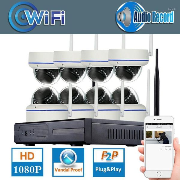 

1080p 8ch wireless nvr cctv system wifi sound recording ir outdoor dome p2p ip camera waterproof security video surveillance kit1
