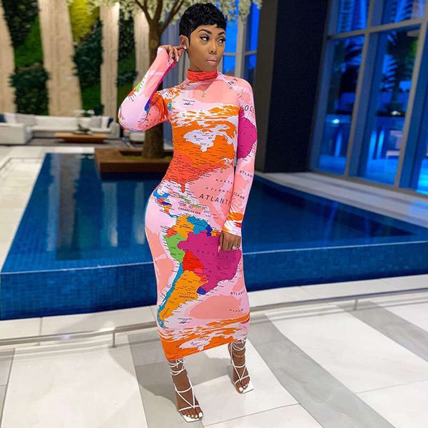 

one new 2020 winter fashion map step print slim dress for women, Black;gray