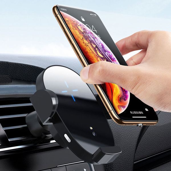 

15w wireless charger automatic clamping holder with magnetic port for phone infrared sensor qi fast charging car stand