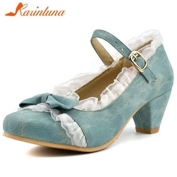 

dress shoes karin lady sweet med heels pumps elegant shallow butterfly knot mary janes women spring lace decorating woman, Black