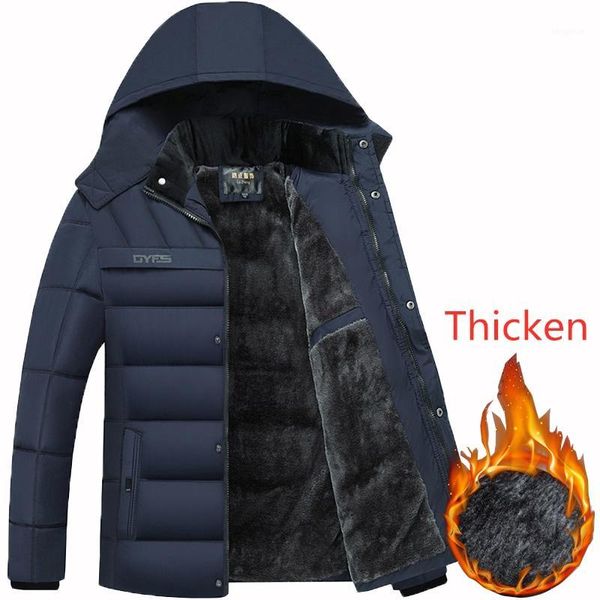 

2019 fashion hooded men winter jacket new men's velvet thicker cotton coat windproof father's gift parka men winter coats1, Black